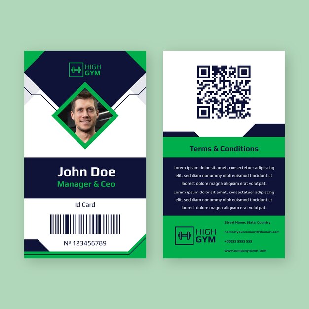 Gym Id Card Sample